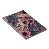 Carnet Romance foncée Bourgogne Art Déco Floral Été (Côté Droit)