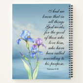 Carnet Romans 8:28 Aquarelle Iris (Dos)
