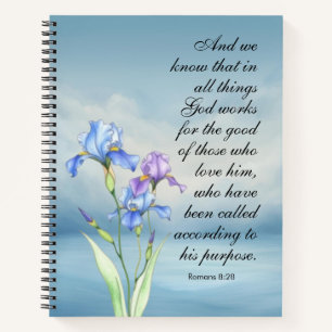 Carnet Romans 8:28 Aquarelle Iris