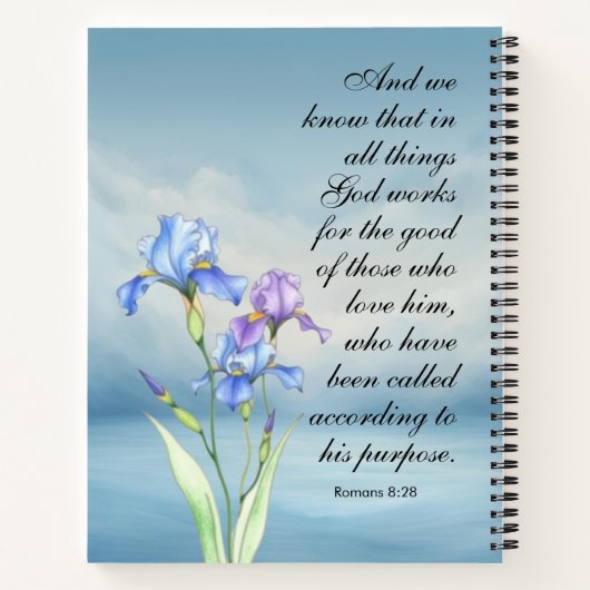 Carnet Romans 8:28 Iris Aquarelle (Dos)