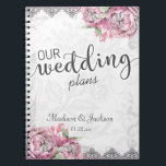 Carnet Romantic Chic Peony Floral & Wedding planner de de<br><div class="desc">Romantic Chic Peony Floral & Dentelle Rose & Grey Flowers Elégant Carnet de Planificateur de mariage Avec police de script de brosse tendance! ~Regardez ma boutique pour voir l'ensemble de la suite mariage pour ce design !</div>