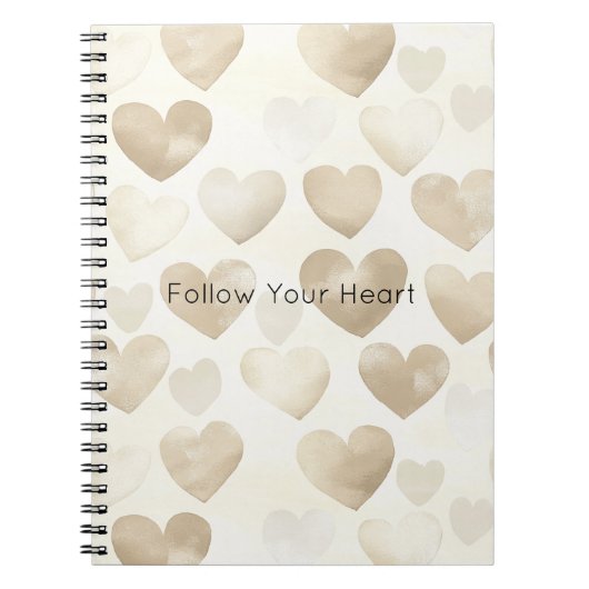 Carnet Romantic Gold Cream Hearts (Devant)