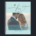 Carnet Romantic Island Paradise Love Mariage personnalisé<br><div class="desc">Photo romantique de vous deux (avant et arrière),  amour en calligraphie lettrée,  et un bleu onirique Island Paradise. Tout pour tenir tous vos plans pour un rêve se réalise : votre jour de mariage !</div>