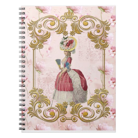 Carnet Romantic Marie Antoinette floral pink ノートブック (Devant)