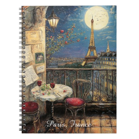 Carnet Romantic Paris France Eiffel Tower Illustration (Devant)