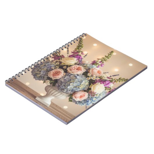 Carnet Romantic Pastel Hydrangea & Rose Bouquet  (Côté gauche)
