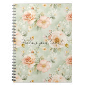Carnet Romantic Peach Mint Pretty Roses Floral (Devant)