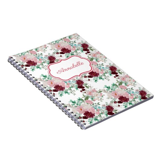 Carnet Romantic Pink & Red Roses Personalized (Côté Droit)