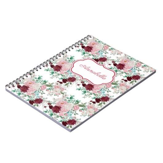 Carnet Romantic Pink & Red Roses Personalized (Côté gauche)