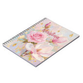 Carnet Romantic Pink Rose and Manoglias, painting style  (Côté gauche)