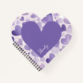 Carnet Romantic Purple Shades Watercolor Effect Hearts  (Devant)