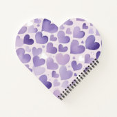 Carnet Romantic Purple Shades Watercolor Effect Hearts  (Dos)