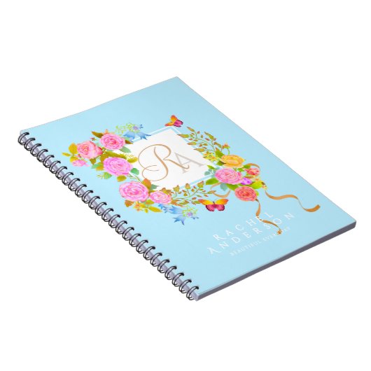 Carnet Romantics Blooming Garden Monogramme bleu (Côté Droit)