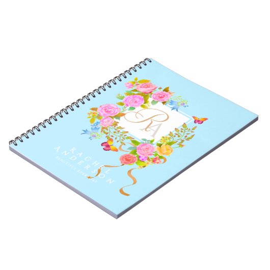 Carnet Romantics Blooming Garden Monogramme bleu (Côté gauche)