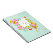 Carnet Romantics Blooming Garden Monogramme Vert (Côté Droit)