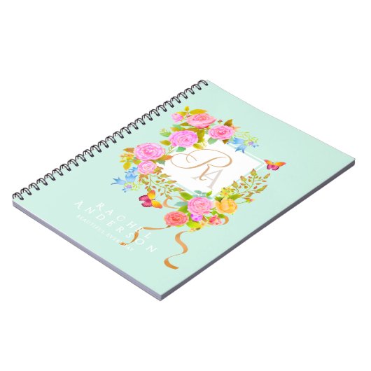 Carnet Romantics Blooming Garden Monogramme Vert (Côté gauche)