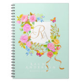 Carnet Romantics Blooming Garden Monogramme Vert (Devant)