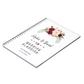 Carnet Romantique Bourgogne Marsala Floral Wedding planne (Côté gauche)