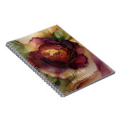 Carnet Romantique Chic Rose Rouge Bourgogne Or Floral (Côté Droit)