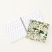 Carnet Romantique Fleurs blanches douces et Feuilles vert (Intérieur)