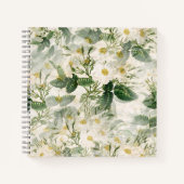 Carnet Romantique Fleurs blanches douces et Feuilles vert (Devant)