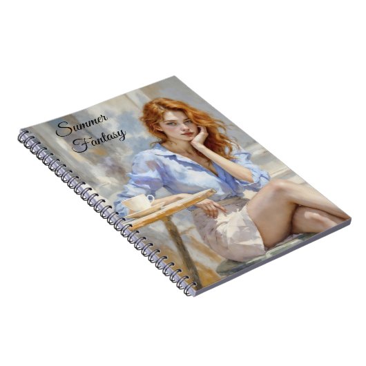 Carnet Romantique huile art bleu yeux fille douce teintes (Côté Droit)