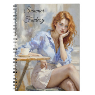 Carnet Romantique huile art bleu yeux fille douce teintes