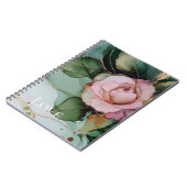 Carnet Romantique Rose Blanc Rose Or Floral Amour (Côté gauche)