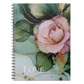 Carnet Romantique Rose Blanc Rose Or Floral Amour (Devant)