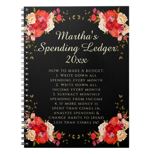 Carnet Romantique Roses dépenses grand budget Débutant (Devant)