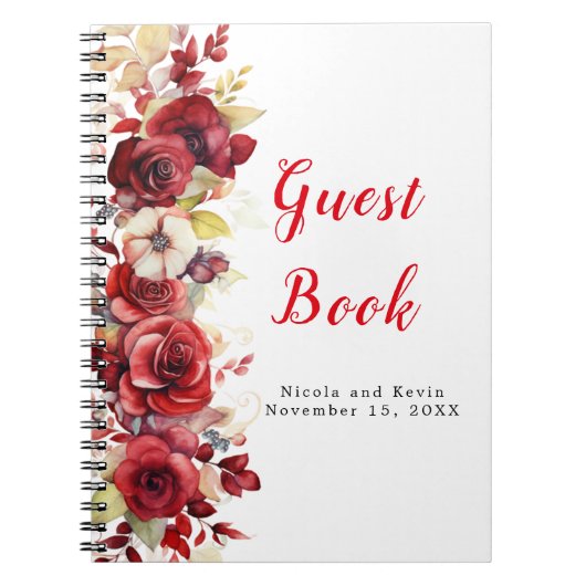 Carnet Romantique Roses Rouges Mariage Floral (Devant)