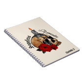 Carnet Romantique sans espoir - Crâne gothique, Rose roug (Côté Droit)