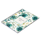 Carnet Romantique Turquoise Crème Rose Floral (Côté gauche)