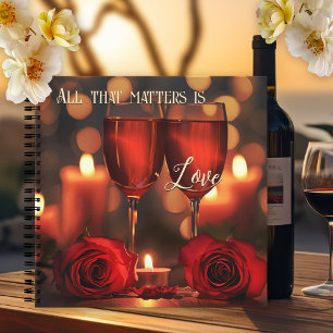 Carnet Romantique vin rouge Roses Amour