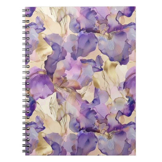 Carnet Romantique violet or Iris Floral (Devant)