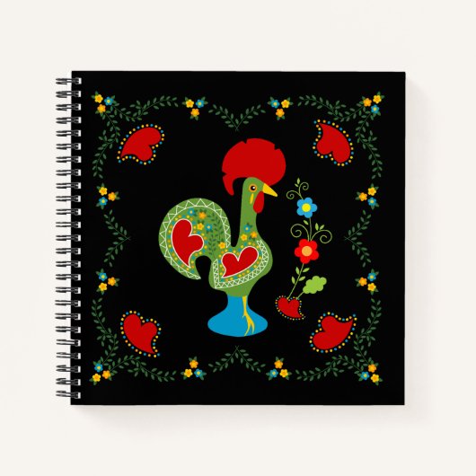 Carnet Rooster portugais de la chance en vert (Devant)