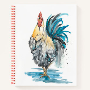 Carnet Rooster Splash - Aquarelle Portrait