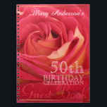 Carnet Rose 50e anniversaire Guest Book personnalisé<br><div class="desc">Flore Photographie avec un léger flou pour ajouter de la douceur à l'image. Livre d'invité sur les célébrations d'anniversaire personnalisable. Vous pouvez facilement modifier la couleur du texte,  la police,  la taille et la position en cliquant sur le bouton customiser.</div>