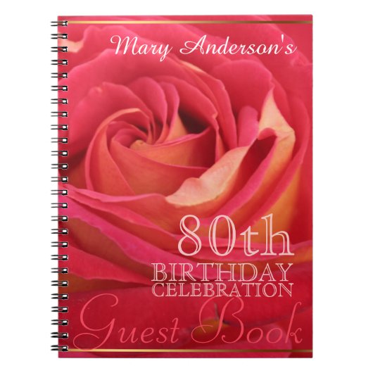 Carnet Rose 80e anniversaire Célébration personnalisée Li (Devant)