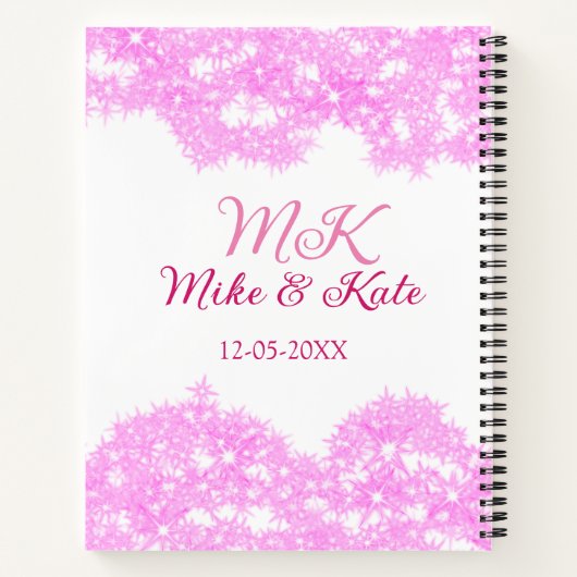 Carnet rose ajouter nom de couple date monogramme parties (Dos)