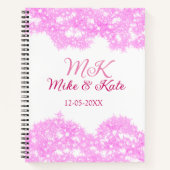 Carnet rose ajouter nom de couple date monogramme parties (Devant)