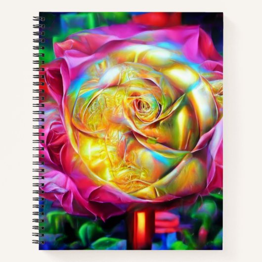 Carnet Rose arc-en-ciel psychédélique (Devant)