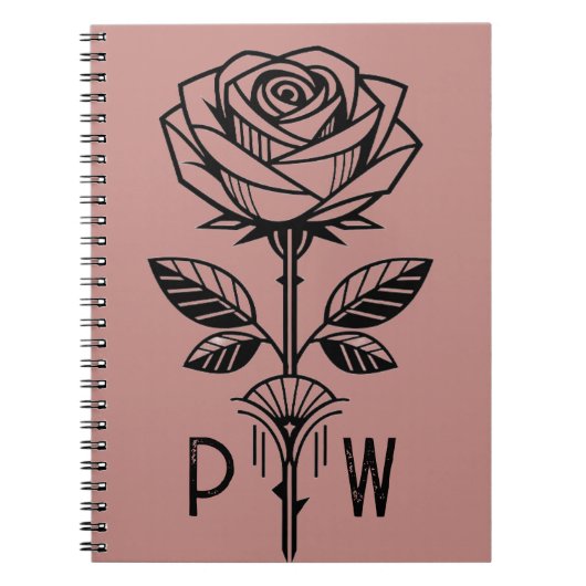 Carnet Rose Art Déco Personnalisé (Devant)