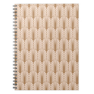 Carnet Rose Art déco : Plumes de paon doré