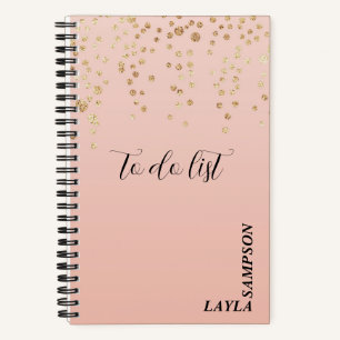 Carnet Rose Avec Parties scintillant Or Personnalisé À Fa