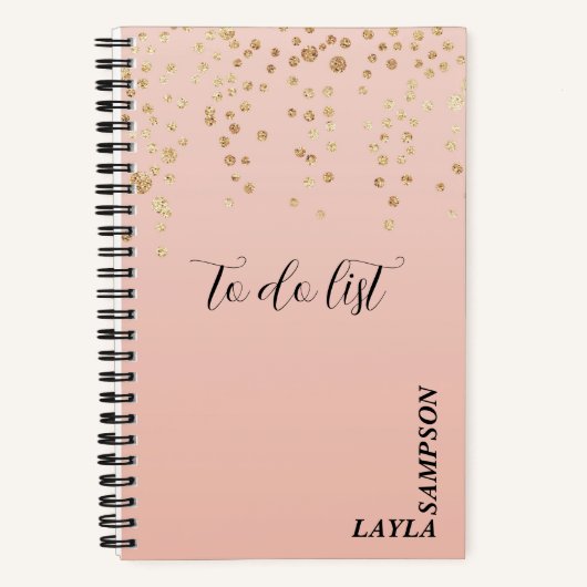 Carnet Rose Avec Parties scintillant Or Personnalisé À Fa (Recto)