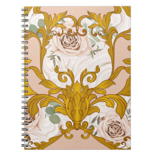 Carnet Rose Baroque Golden Floral Print