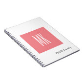 Carnet Rose Blanc Monogramme Professionnel Moderne (Côté Droit)