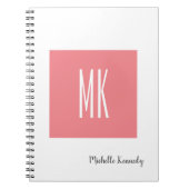 Carnet Rose Blanc Monogramme Professionnel Moderne (Devant)