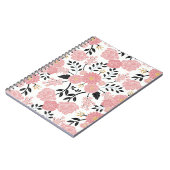 Carnet Rose, Blanc, Noir, Bleu & Jaune Élégant Floral (Côté gauche)